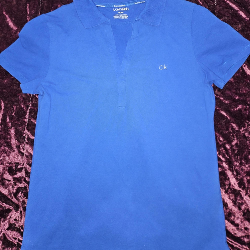 Calvin Klein Womens Royal Blue Polo Shirt - Size Small